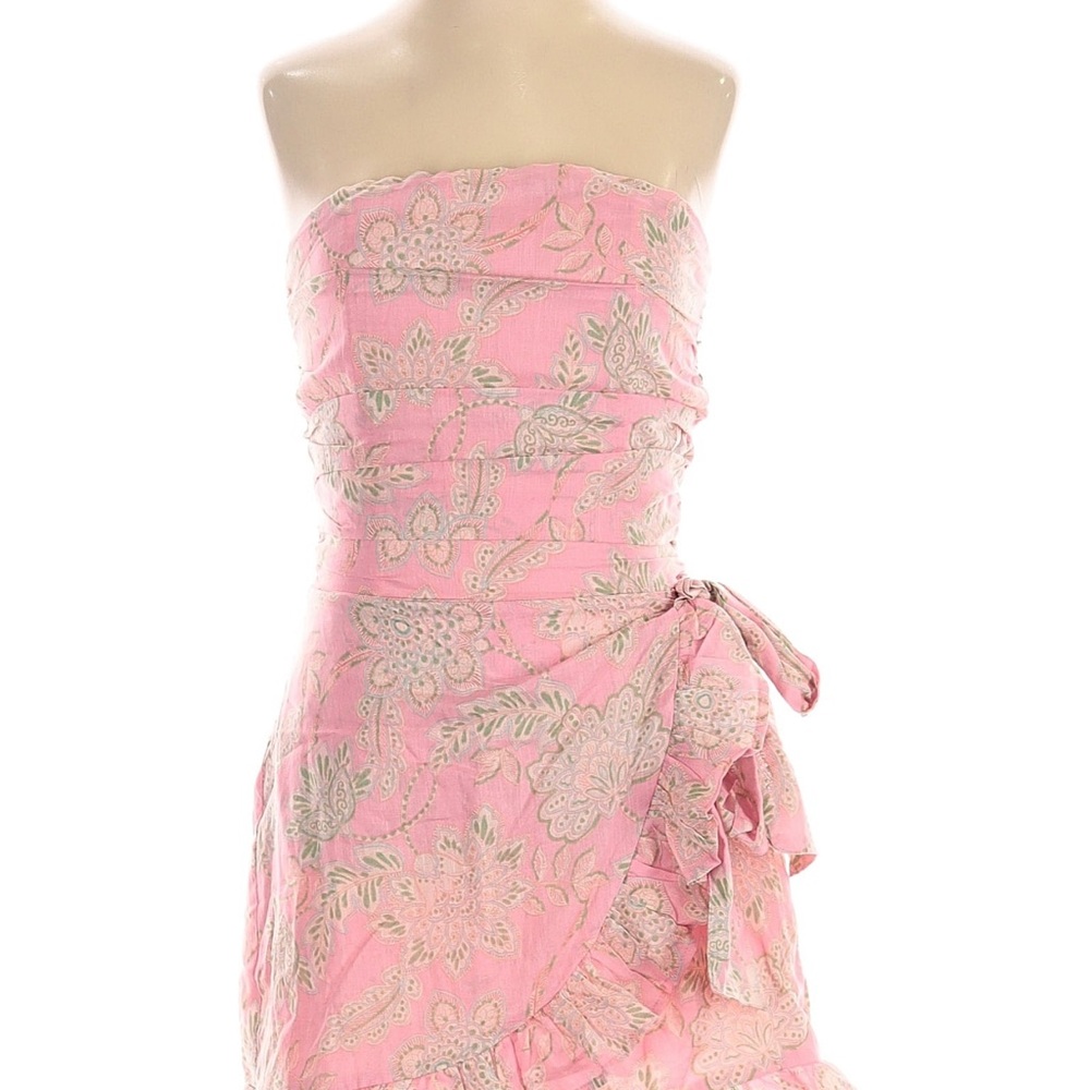Olivaceous Pink Floral Strapless romper